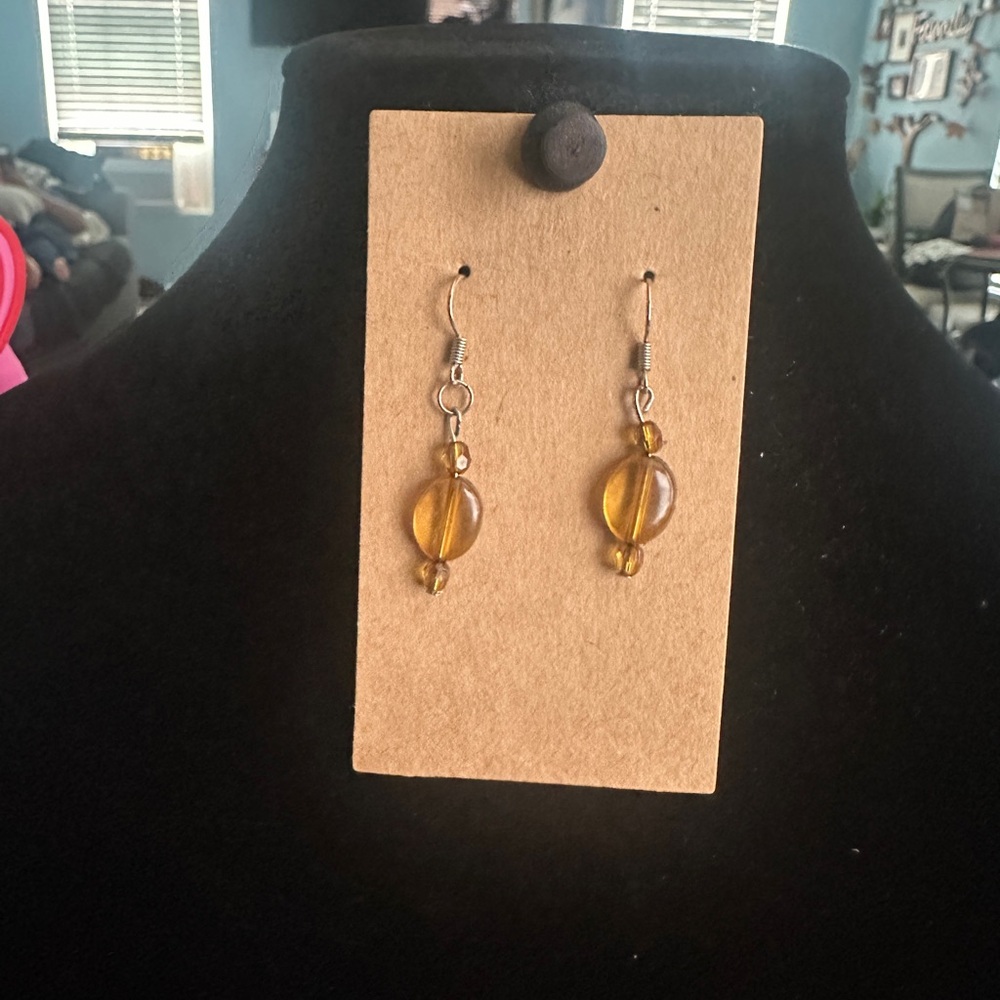 Amber Beaded Dangle Earrings